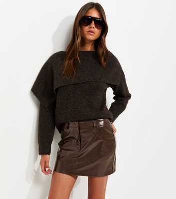 Dark Brown Vinyl Micro Mini Skirt