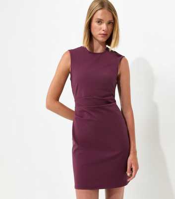 Dark Burgundy Ruched Waist Sleeveless Mini Dress