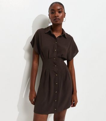 new look shirt dresses Black Drawstring Midi Shirt Dress