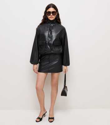 Black Faux Leather Micro Mini Skirt