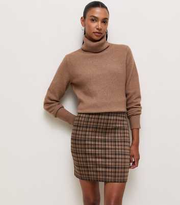 Red Check Jersey Jacquard Mini Tube Skirt