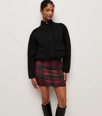 Red Checked Jersey Jacquard Tube Skirt