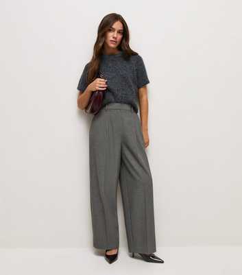Petite Grey Striped Tailored Wide Leg Trousers