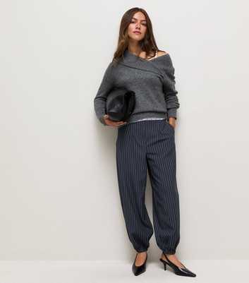 Petite Blue Pinstripe Cuffed Trousers