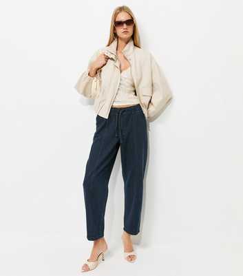 Blue Barrel Leg Denim Trousers