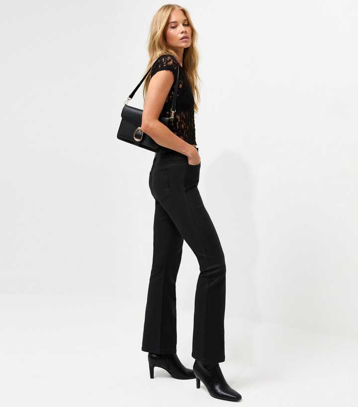 Black Coated Bootcut Jeans