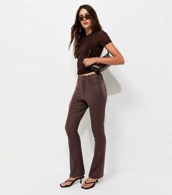 Dark Brown Coated Bootcut Jeans
