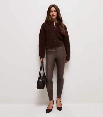 Petite Dark Brown Coated Lift & Shape Jenna Jeans