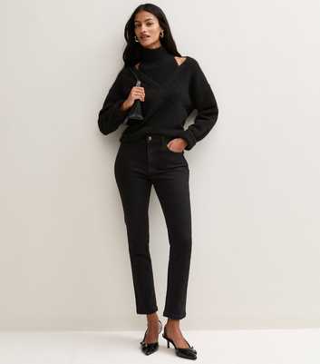 Petite Black Cotton Rich Cigarette Slim Leg Jeans
