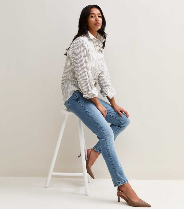 Petite Blue Cotton Rich Cigarette Slim Leg Jeans
