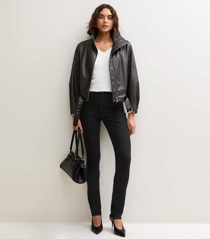 Tall Black Cotton Rich Cigarette Slim Leg Jeans