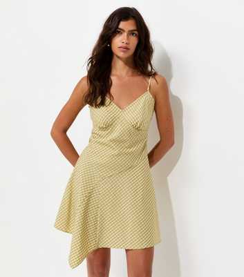Green Asymmetric V-Neck Strappy Mini Dress