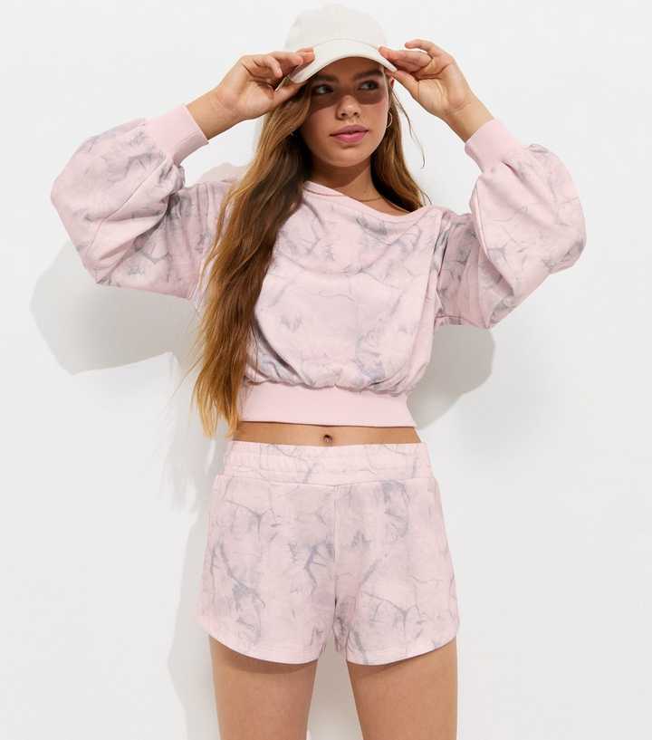 Girls Pink Camo Print Jersey Shorts