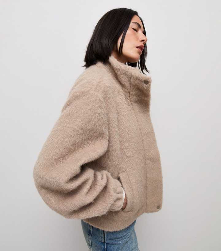 Mink Textured Funnel Coat