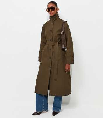 Dark Khaki Cotton Funnel Neck Car Coat