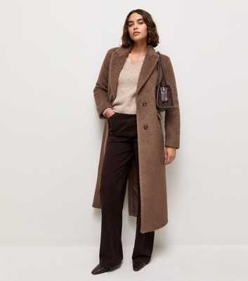 Tall Mink Brushed Texture Peak Lapel Long Coat