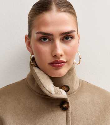 Cream Faux Shearling Suede Short Coat