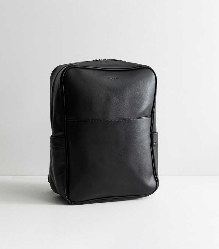 Jack & Jones Black Faux Leather Backpack