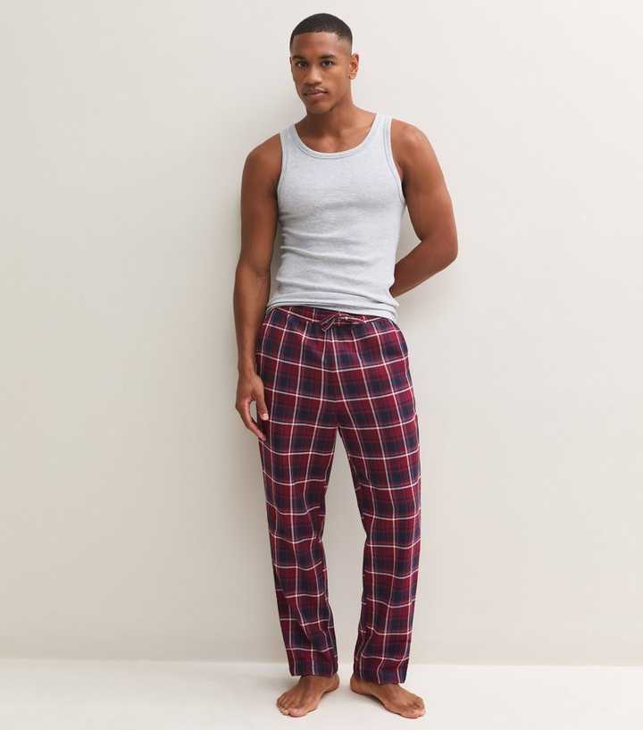 Jack & Jones Dark Burgundy Cotton Rich Check Pyjama Trousers