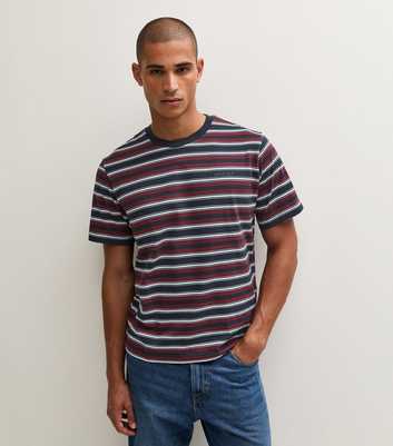 Jack & Jones Navy Cotton Horizontal Stripe T-Shirt