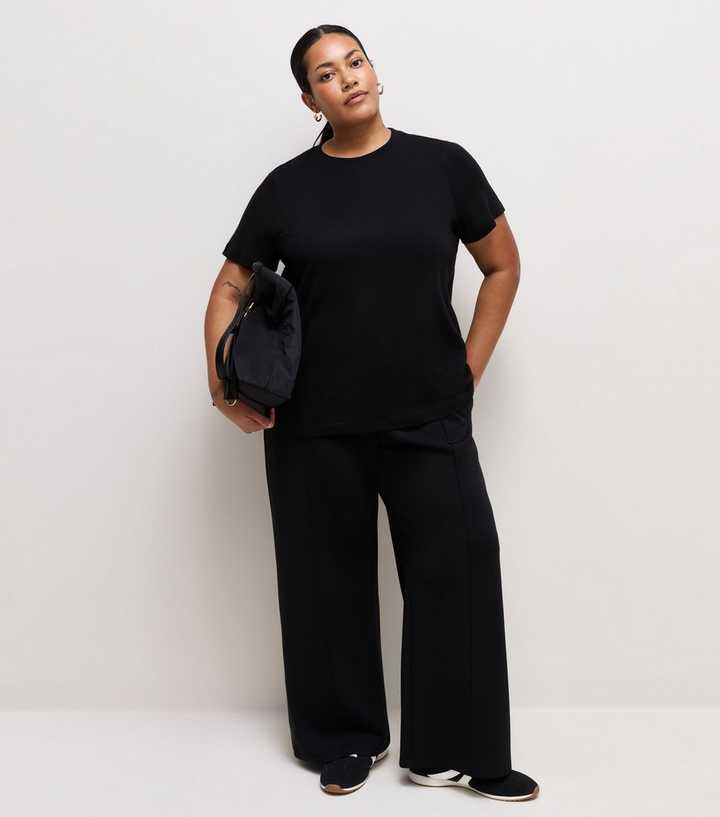 Curves Premium Black Wide Leg Trousers
