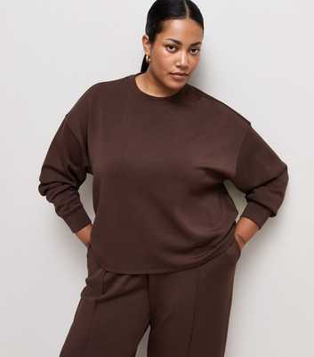 Curves Premium Brown Crew Neck Sweatshirt