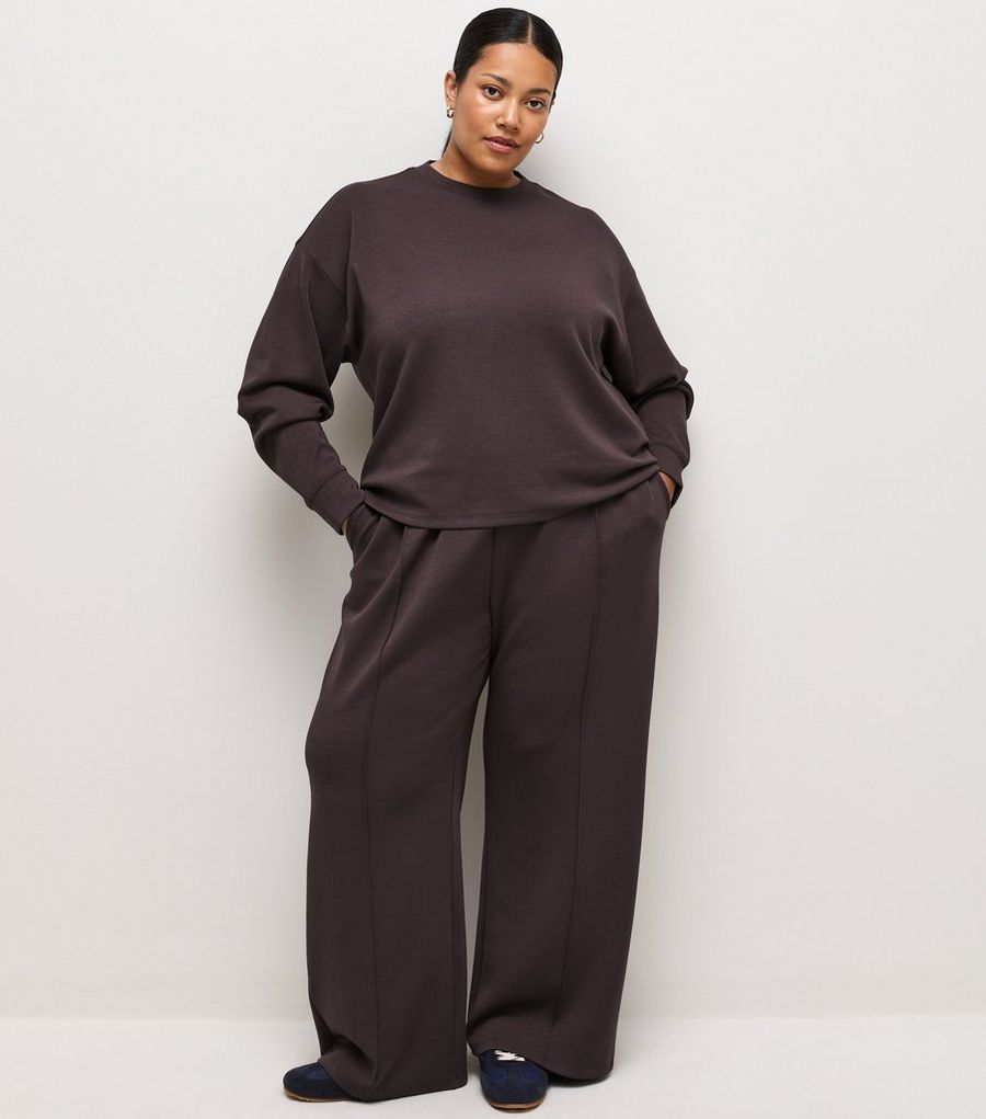 Curves Premium Dark Burgundy Crew Neck Sweatshirt