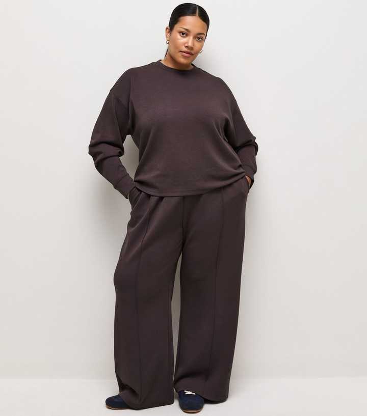 Curves Premium Dark Burgundy Crew Neck Sweatshirt