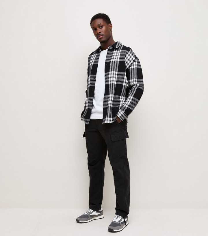 Only & Sons Black Organic Cotton Tapered Leg Cargo Trousers