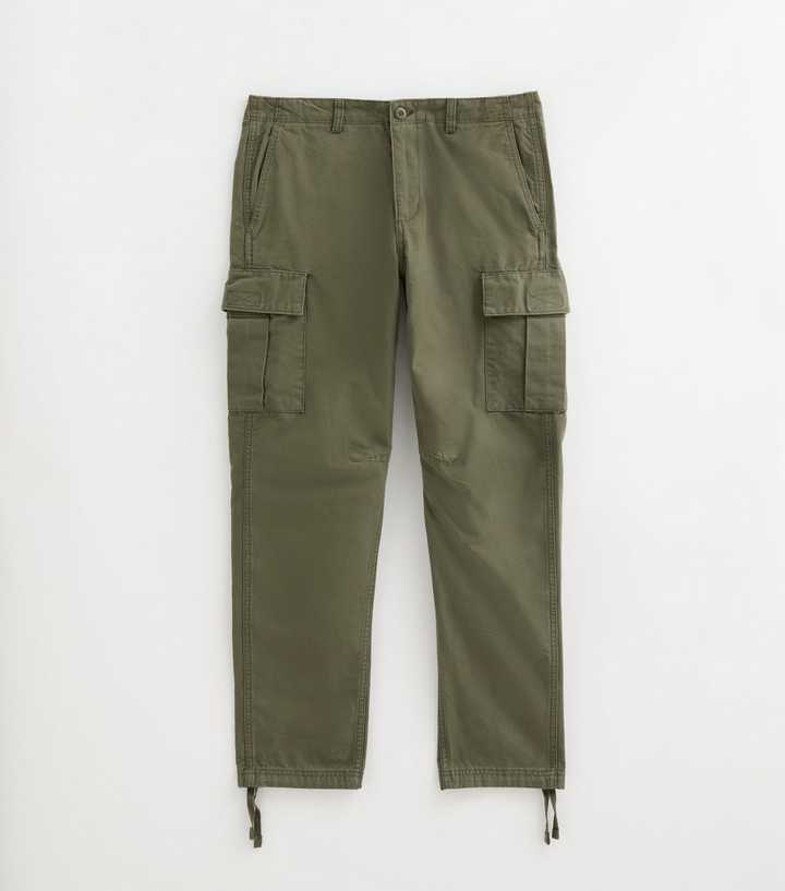 Only & Sons Dark Khaki Organic Cotton Tapered Leg Cargo Trousers