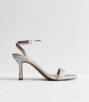 Silver Faux Leather Square Toe Sandals