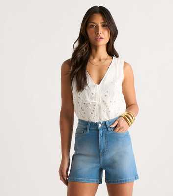Gini London Blue High Waist Denim Shorts