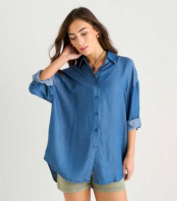 Gini London Blue Chambray Oversized Shirt