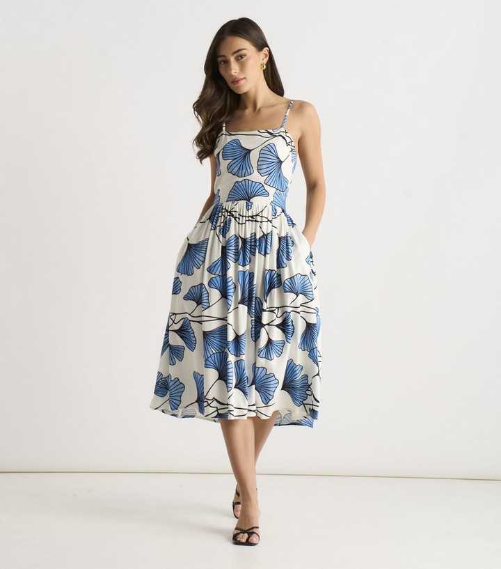 Gini London Blue Floral Print Cami Midi Dress Gini London Blue Floral Print Cami Midi Dress