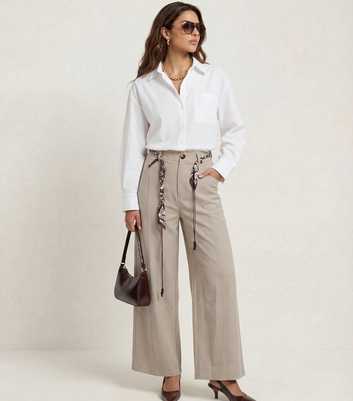 Urban Bliss Light Grey Belted Wide Leg Trousers