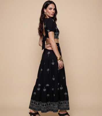 Urban Bliss Black Open Back Tiered Maxi Dress