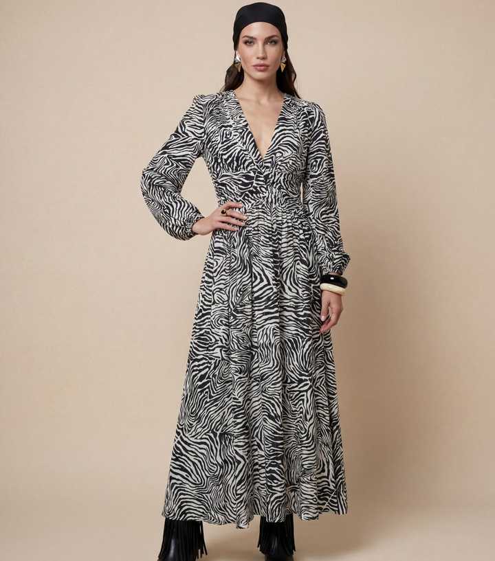 Urban Bliss Black Zebra print Long Sleeve Maxi Dress