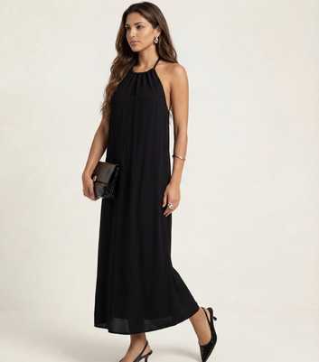 Urban Bliss Black Braided Neck Trim Maxi Dress