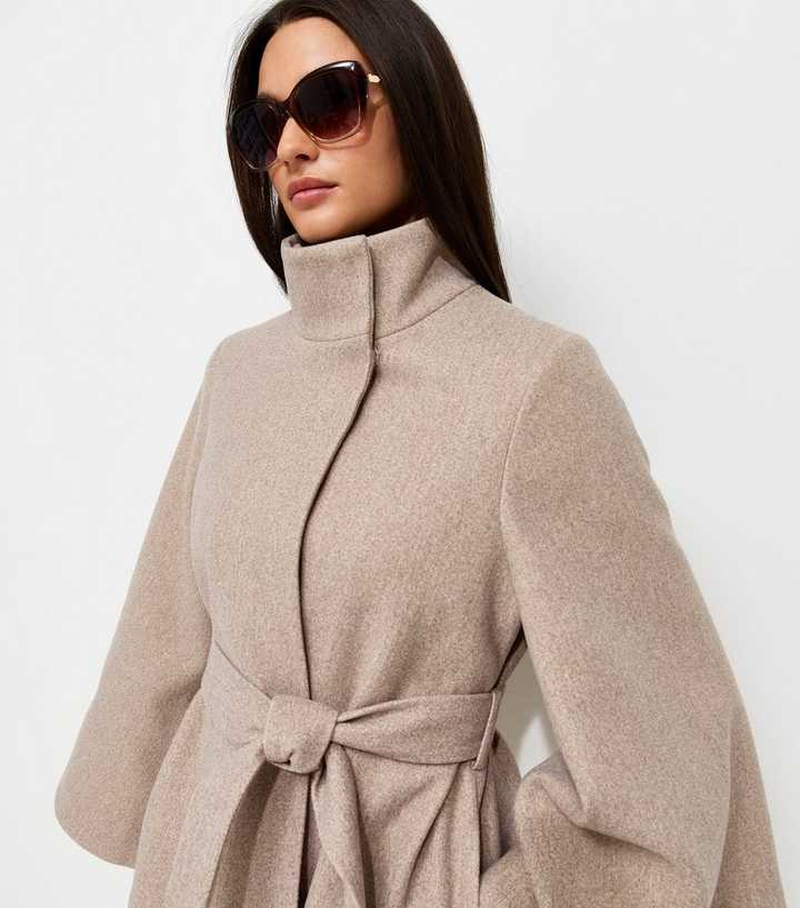 Cream Wide Sleeve Belted Cape Jacket