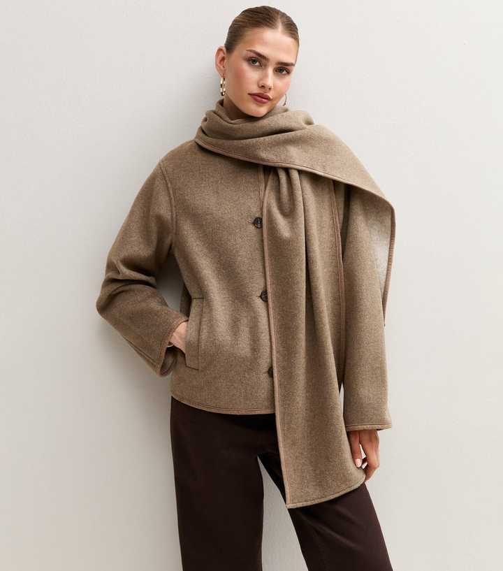 Mink Cotton Scarf Neck Jacket