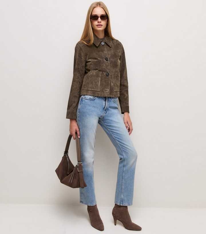 Premium Dark Brown Real Suede Button Through Jacket