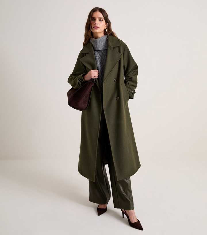 Premium with Wool Dark Khaki Double Breasted Coat