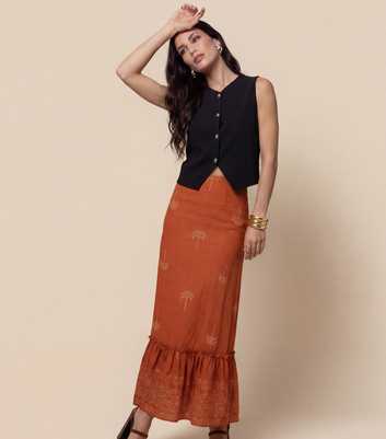 Urban Bliss Orange Tiered Maxi Skirt