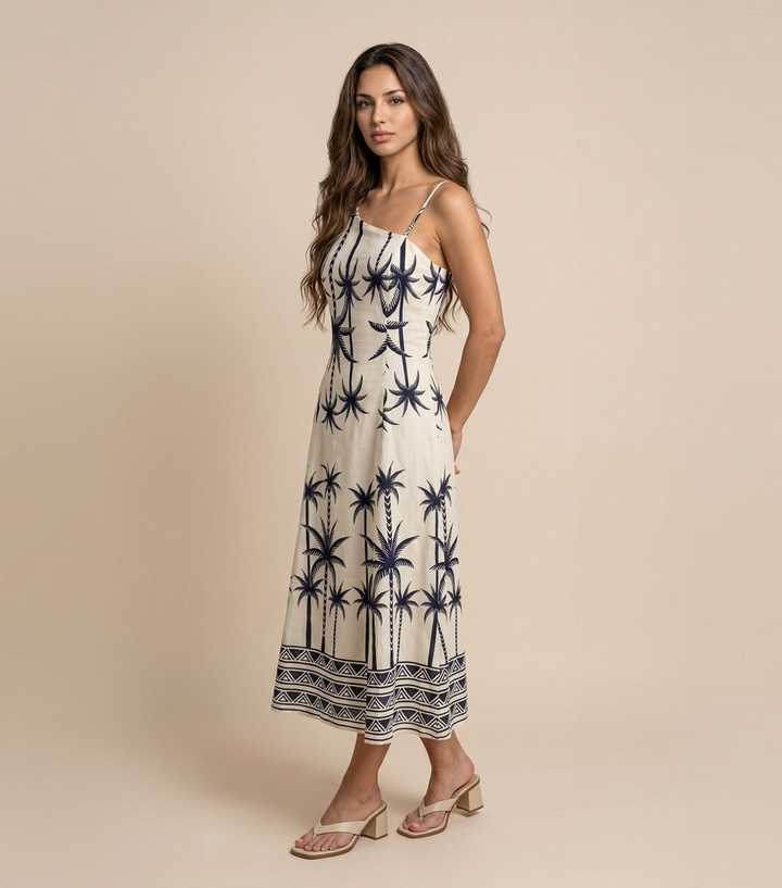 Urban Bliss Navy Palm Tree Print Maxi Dress