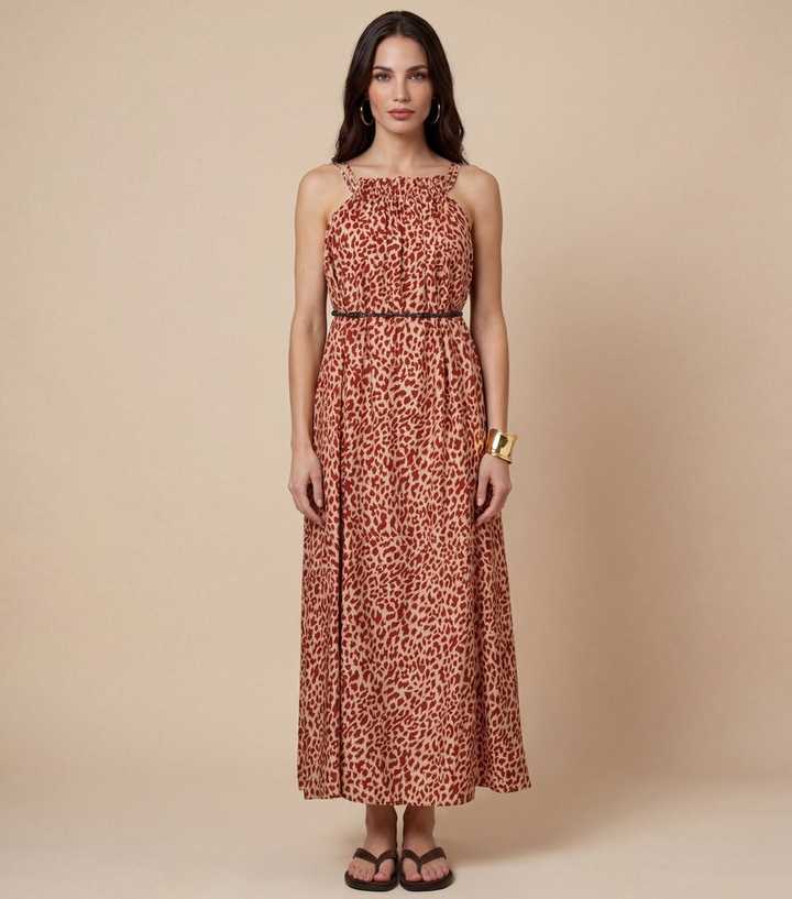 Urban Bliss Orange Animal Print Metallic Maxi Dress