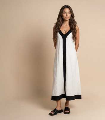 Urban Bliss Cream Contrast Trim Maxi Dress