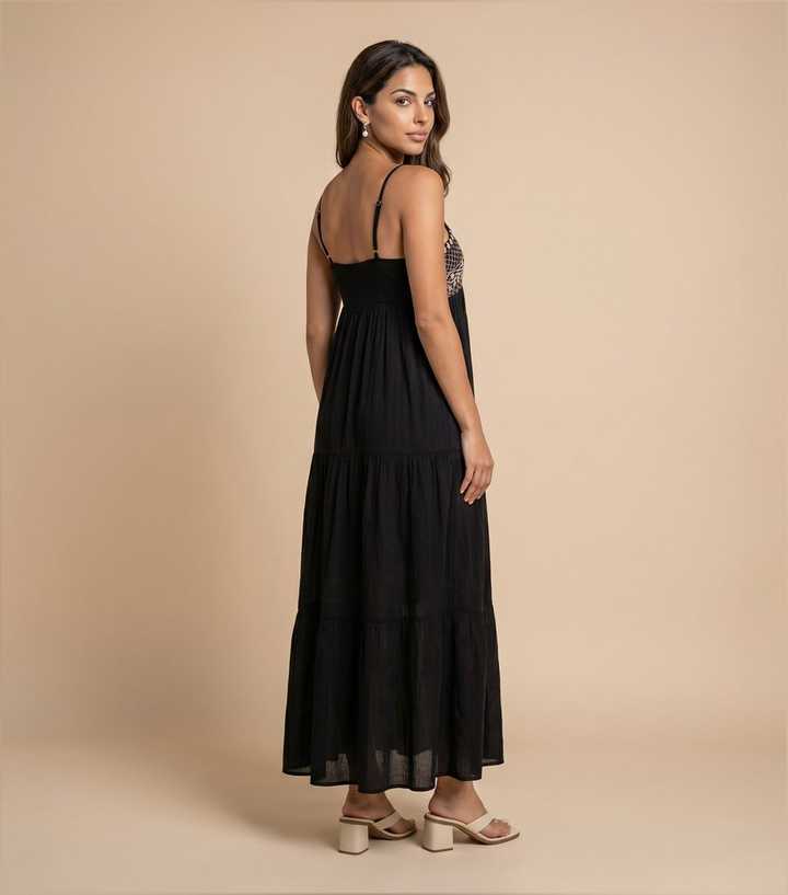 womens embroidered dress Kaia Blue China Panel Dress