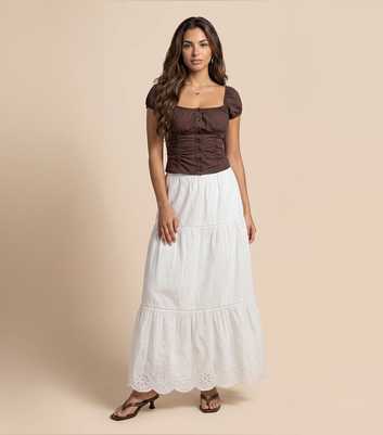 Urban Bliss White Cotton Broderie Trim Maxi Skirt