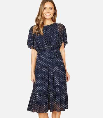 Yumi Navy Dot Mesh Dress