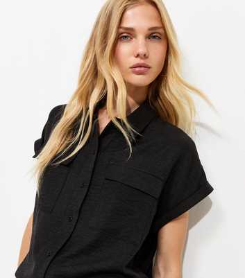Black Utility Pocket Short Sleeve Shirt